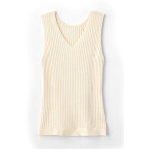 SOFT SURROUNDINGS Soft Essential Ribbed Sweater Tank Top Ivory Pearl Sz L NWT